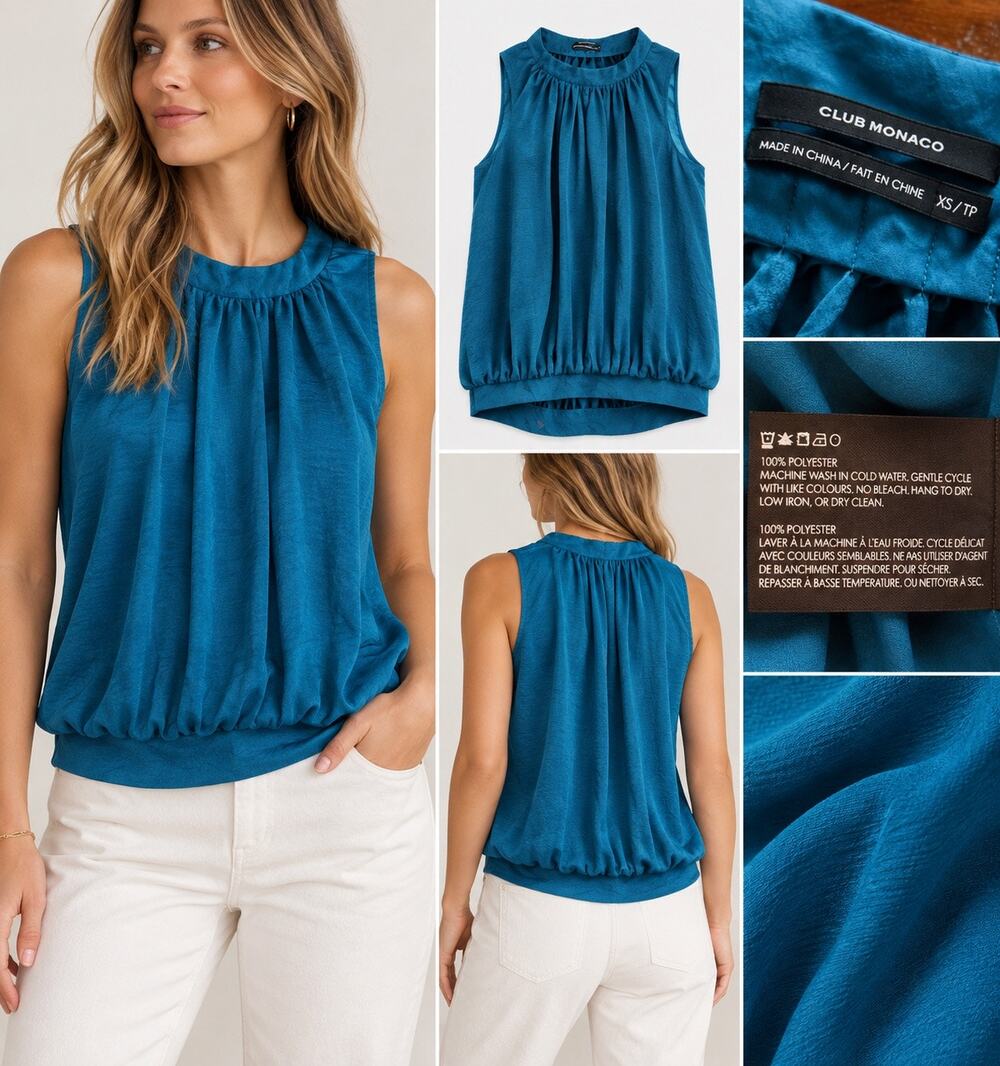 Club Monaco Teal Sleeveless Blouse Size XS